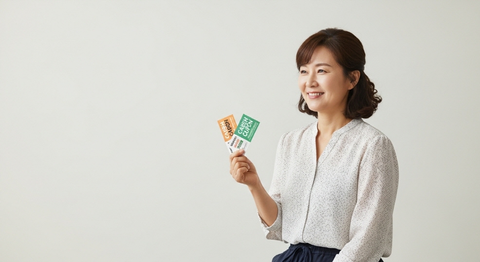 손에 민생회복 소비쿠폰을 들고있는 모습