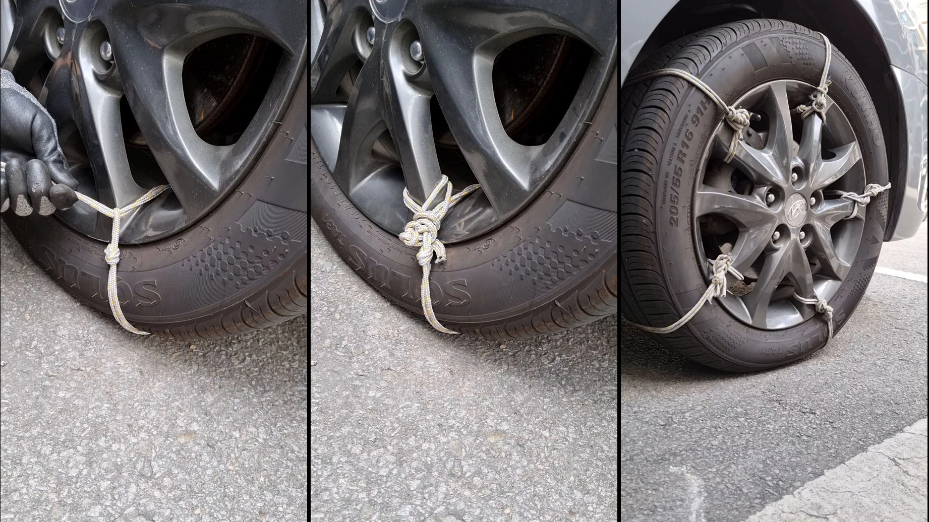 만든 스노우체인 로프체인 장착 완료 모습