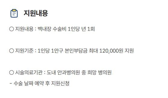 백내장 수술비 정부지원 지원대상 신청방법 구비서류