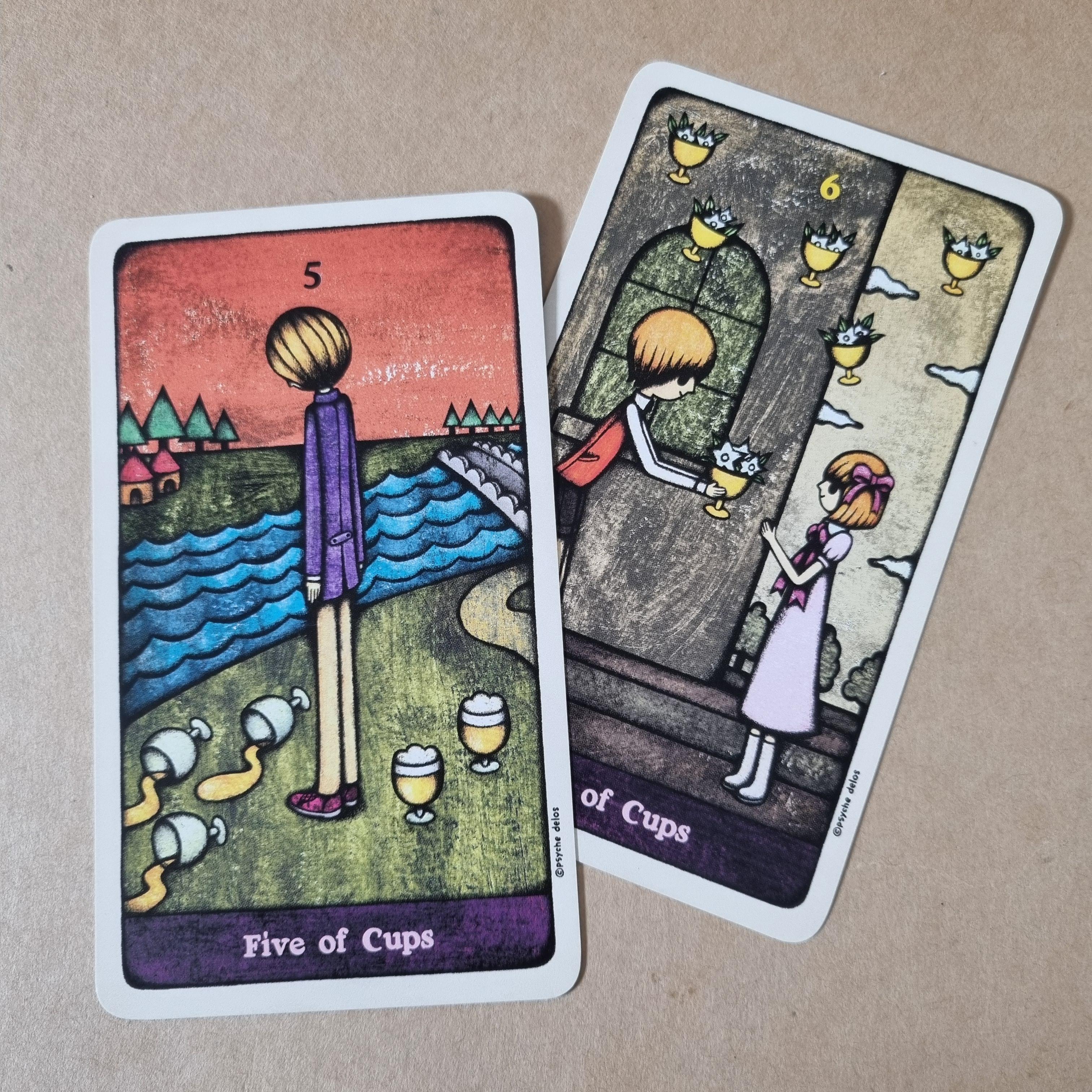 델로스 타로카드 컵5, 컵6