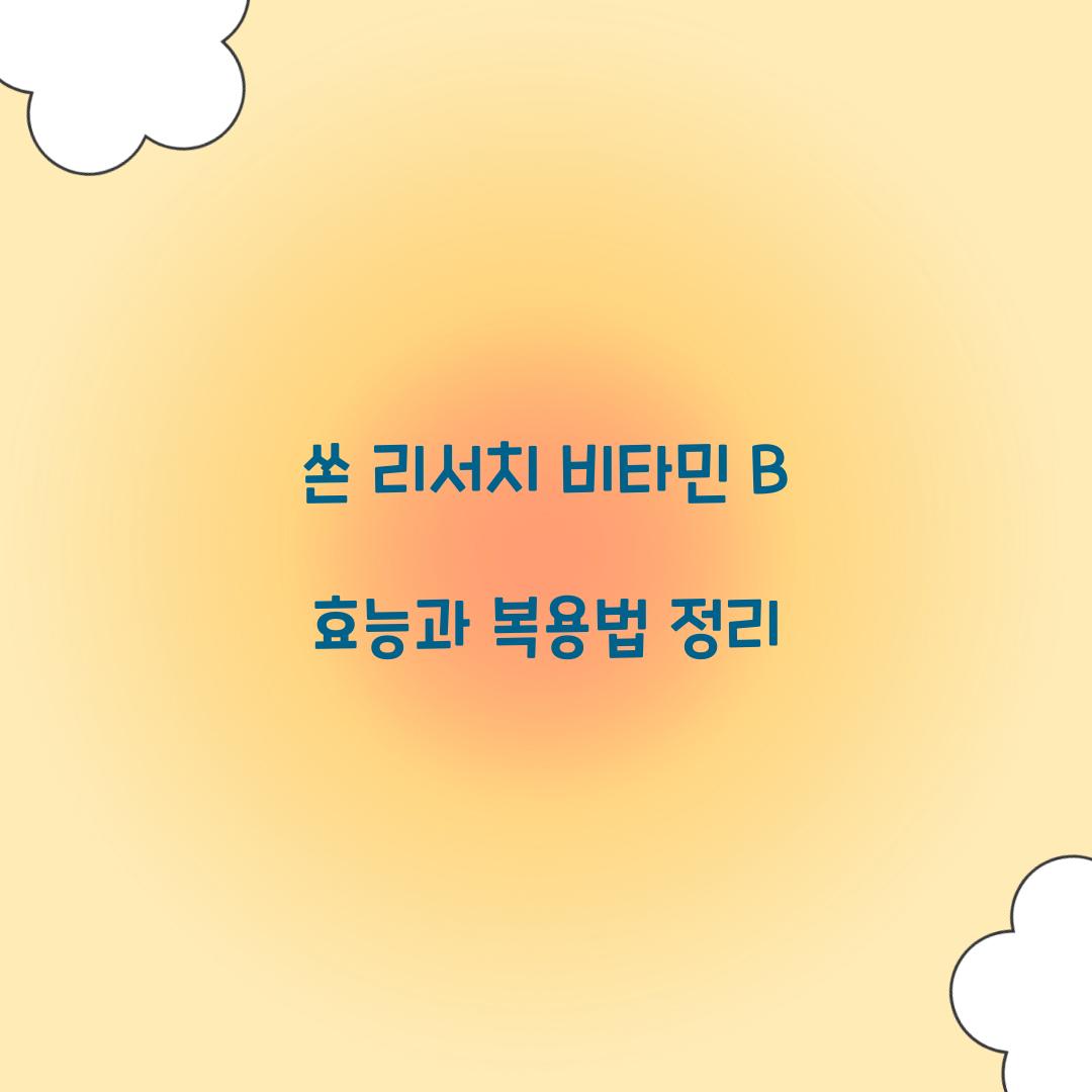 쏜 리서치 비타민 b