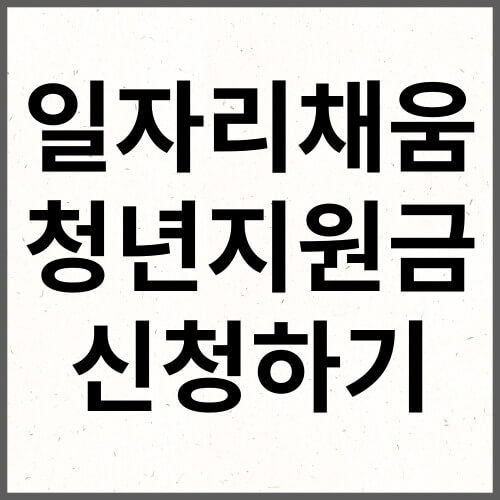 일자리 채움 청년지원금 신청하기