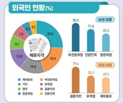 국내 체류 외국인 현황.
