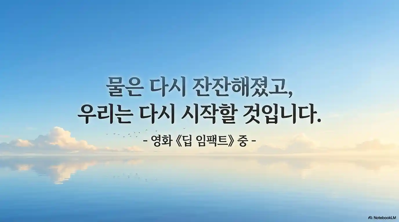 딥 임팩트 명대사 물은 다시 잔잔해졌고 우리는 다시 시작할 것입니다 - 재건 희망 메시지