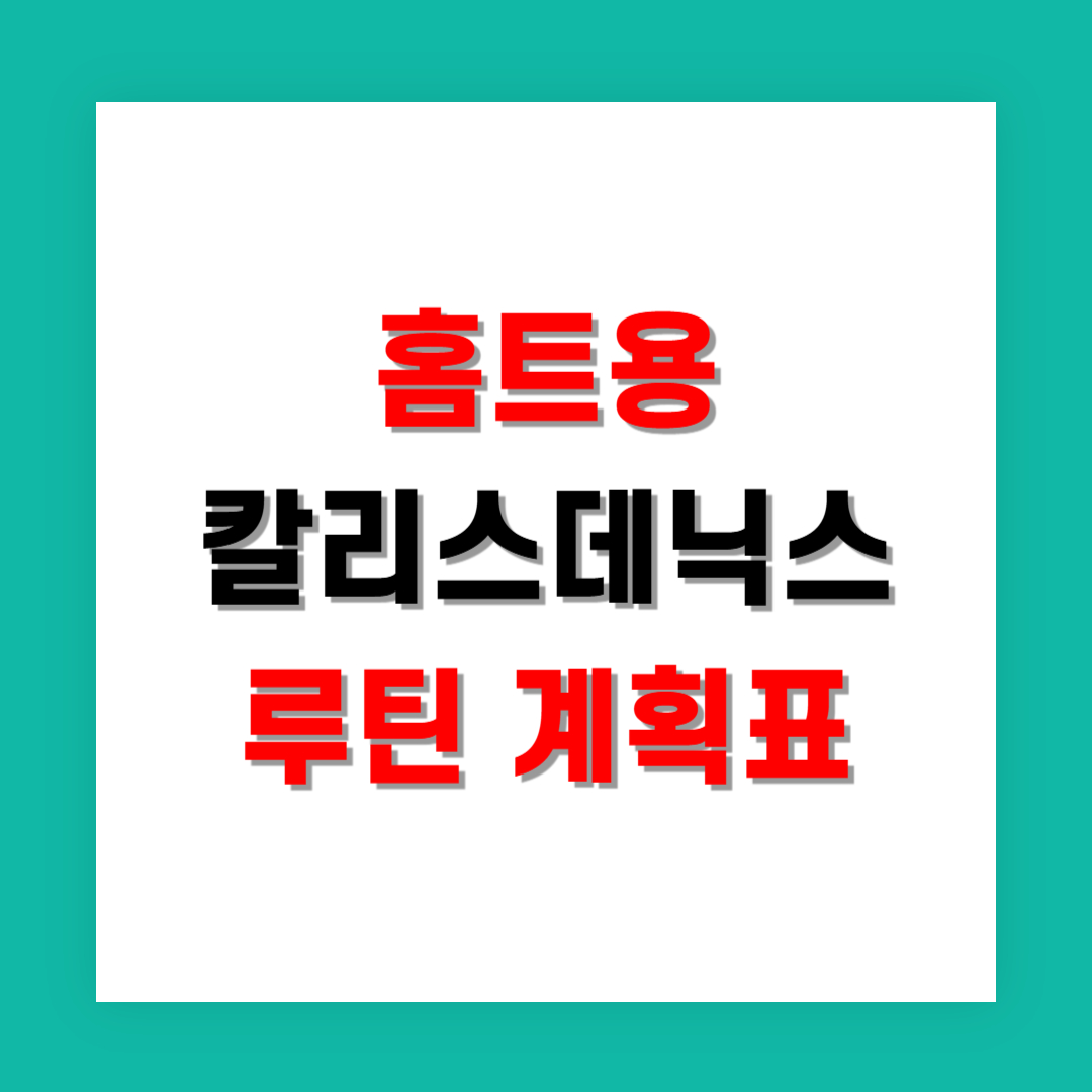홈트용 칼리스데닉스 루틴 계획표 완벽 가이드