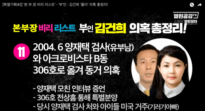 김건희 윤석열 최은순 장모 가족관련 의혹 리스트 