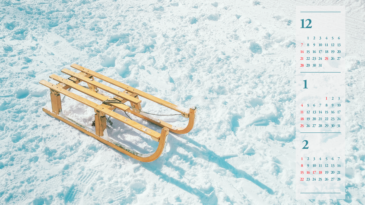 03 눈 위에 썰매 B - 2026년1월 달력배경화면