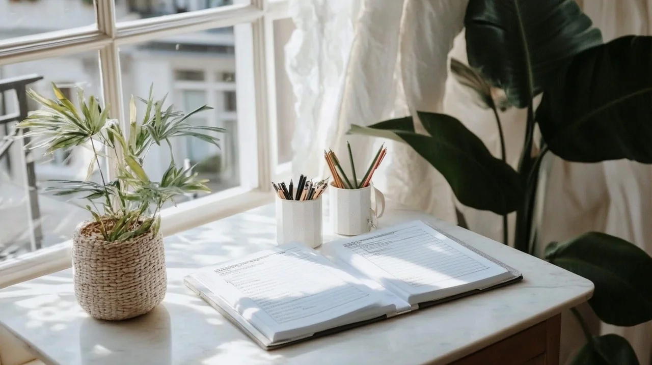 2025년 노후 대비를 위한 연금계좌 ETF 포트폴리오 리밸런싱 및 투자전략 체크리스트가 깔끔한 책상 위에서 표시되어 있습니다. 리밸런싱, 트렌드 추적, 연금계좌 투자, 노후설계, 장기재테크 키워드를 조화롭게 결합한 설명입니다.