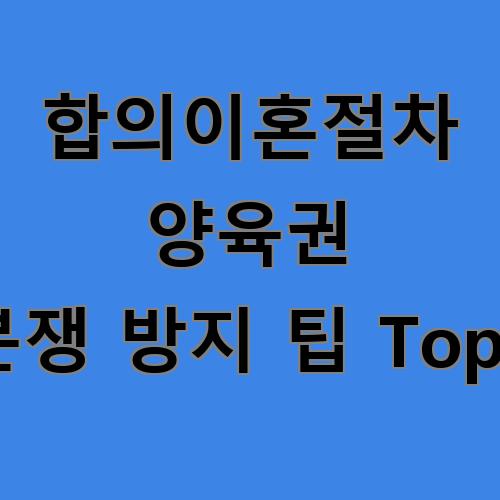 합의이혼절차 양육권 분쟁 방지 팁 Top5이라고 쓰여있는 텍스트 이미지
