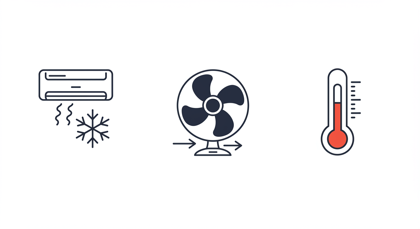 냉방 능력의 차이: 단시간 효과는 에어컨 우세