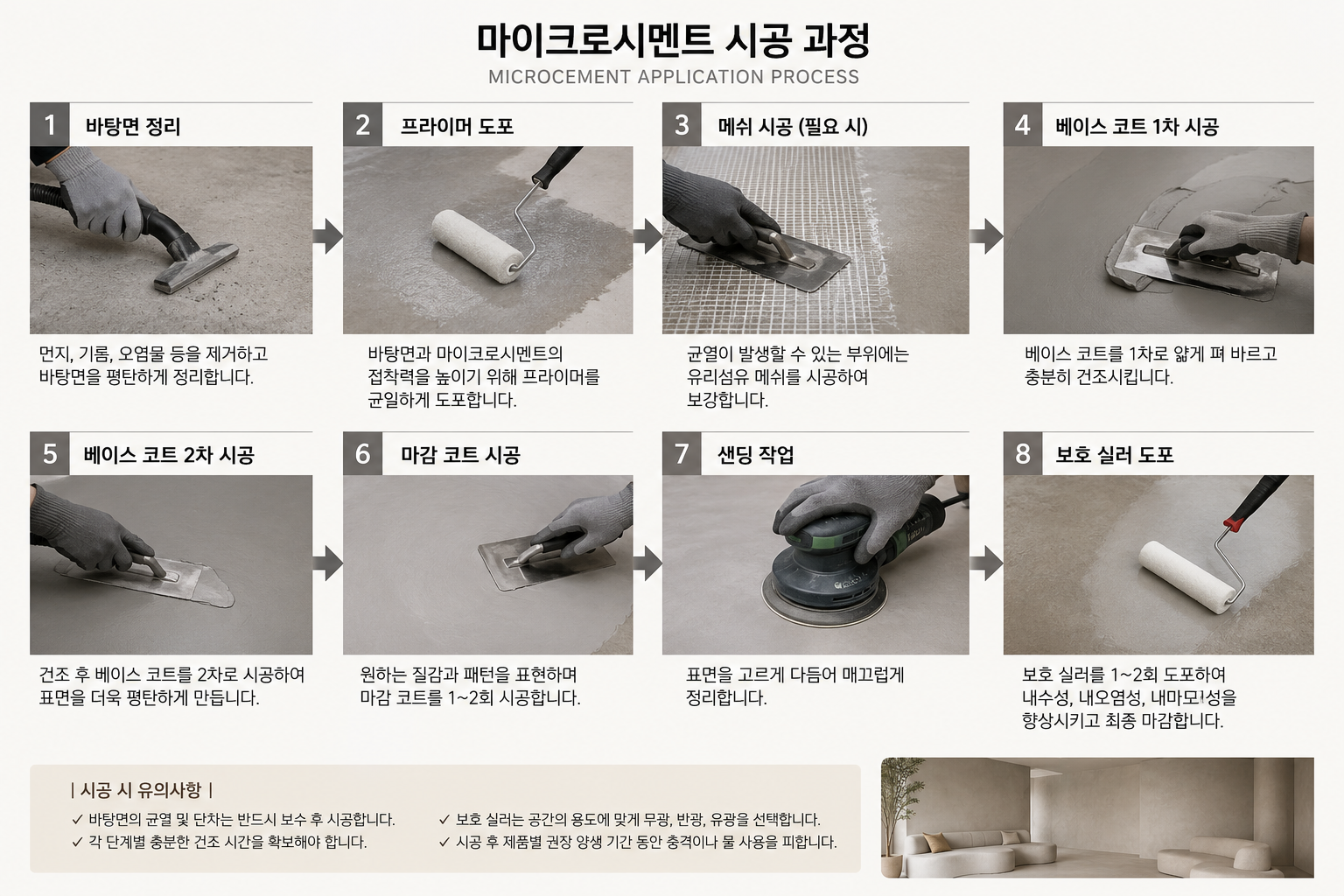 마이크로시멘트 시공 과정