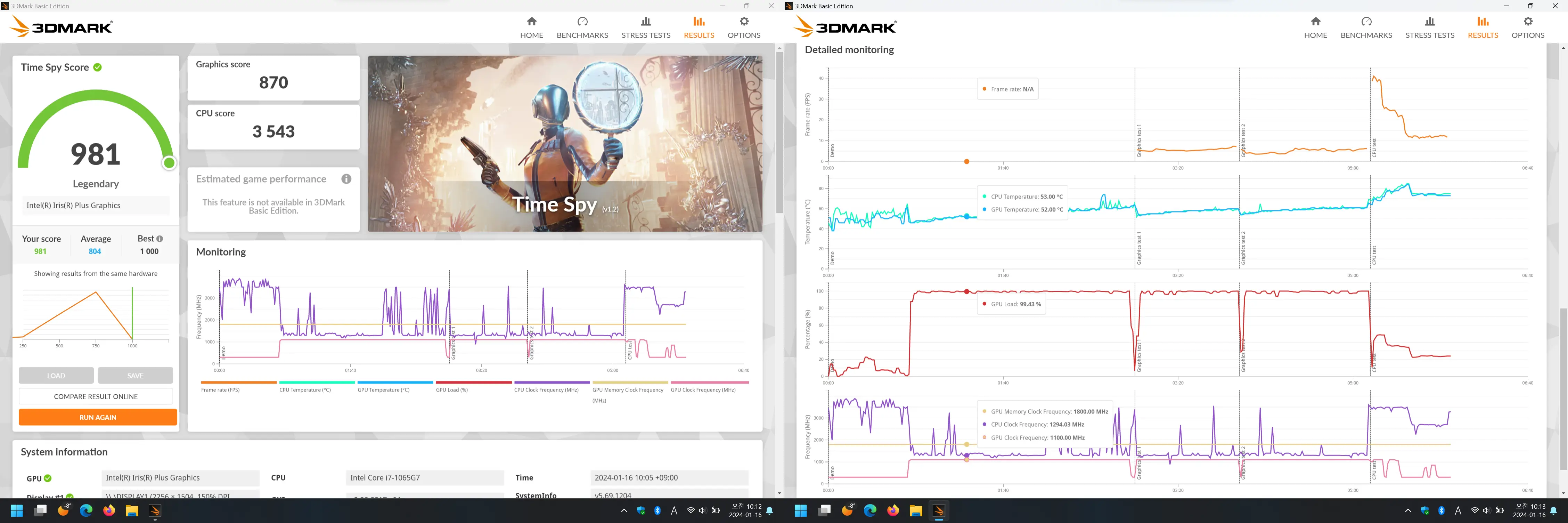 PTM7950 부착 직후 벤치마크 측정 3