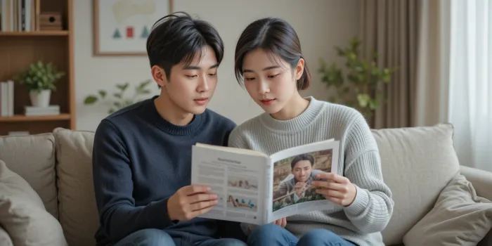 부부가 함께 예방 정보 읽는 모습