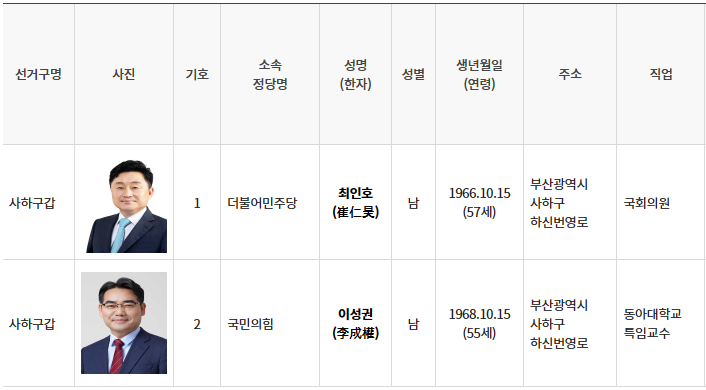 사하구갑 선거구