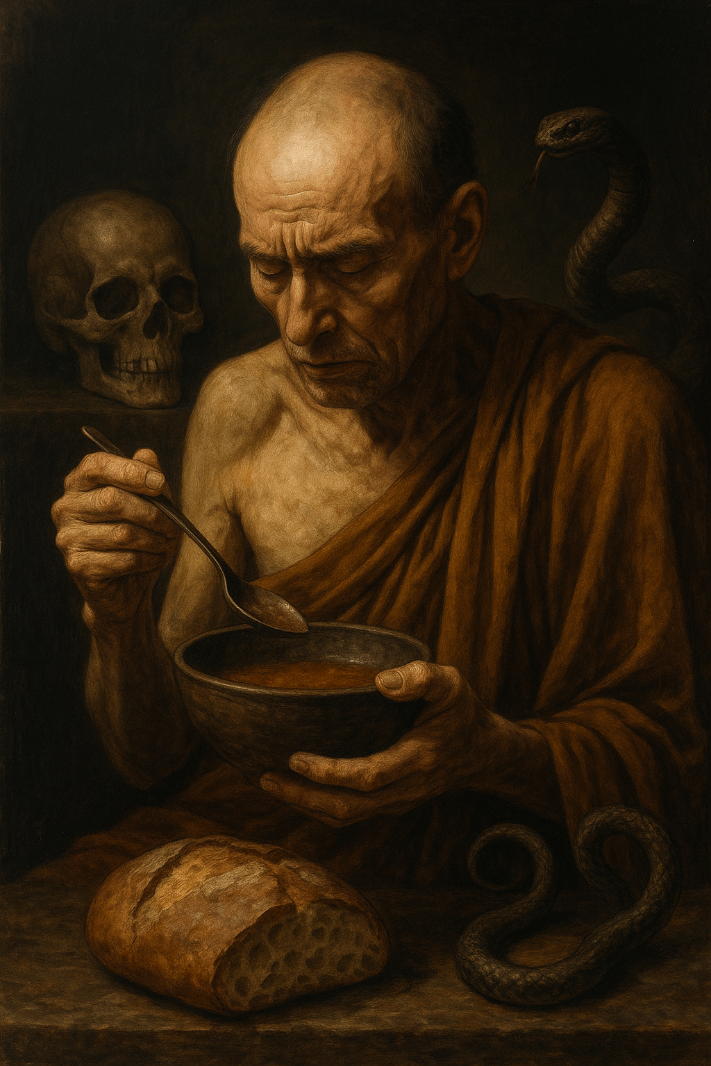 먹는 것에 대한 수행자의 사려깊은 모습