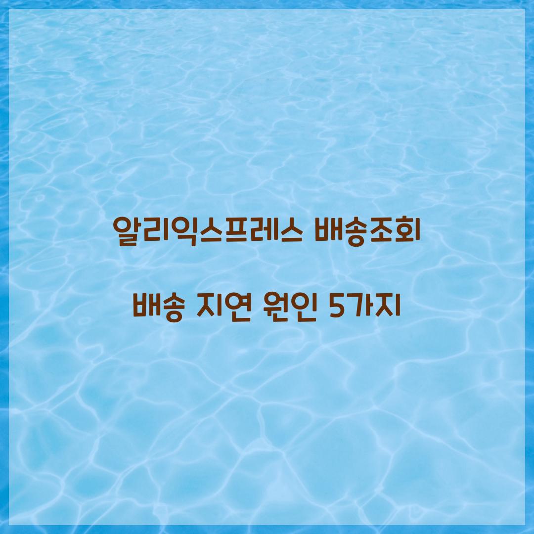 알리익스프레스 배송조회 배송 지연 원인 5가지 