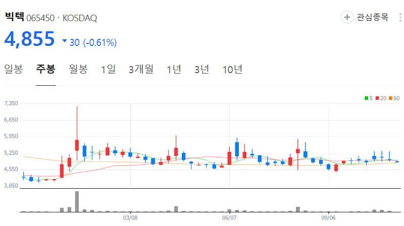 빅텍-주가-주봉