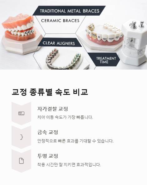 교정 종류별 속도 비교