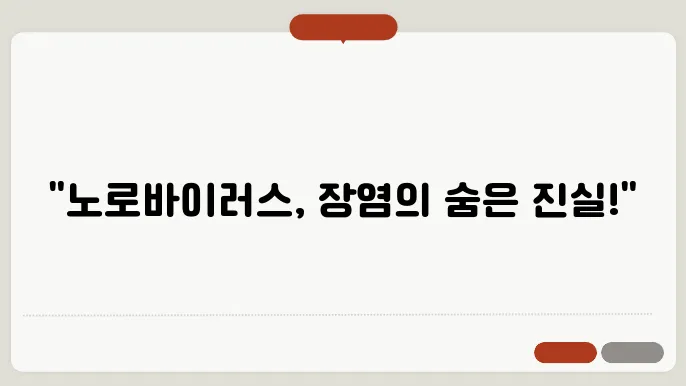 노로바이러스와 장염증상의 차이점은?