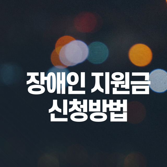 장애인 지원금 정부 보조금, 신청 방법, 지원 대상확인