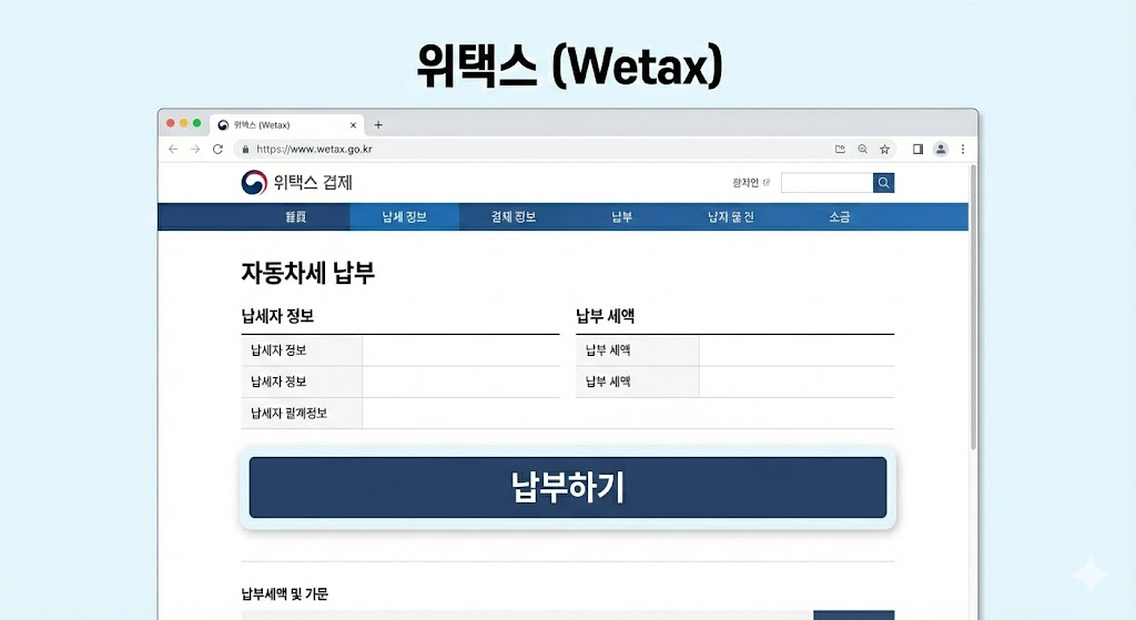 위택스 자동차세 납부 화면