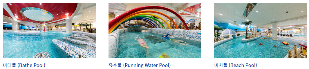 씨랄라 워터파크 바데풀, 유수풀, 비치풀