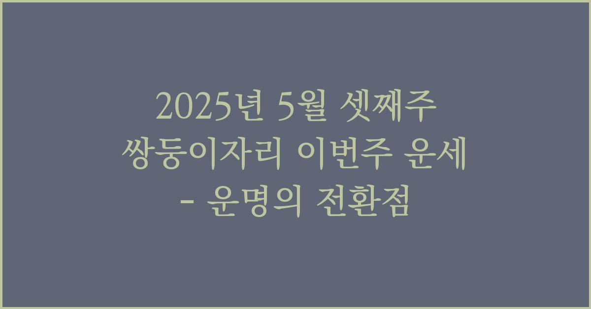 2025년 5월 셋째주 쌍둥이자리 이번주 운세