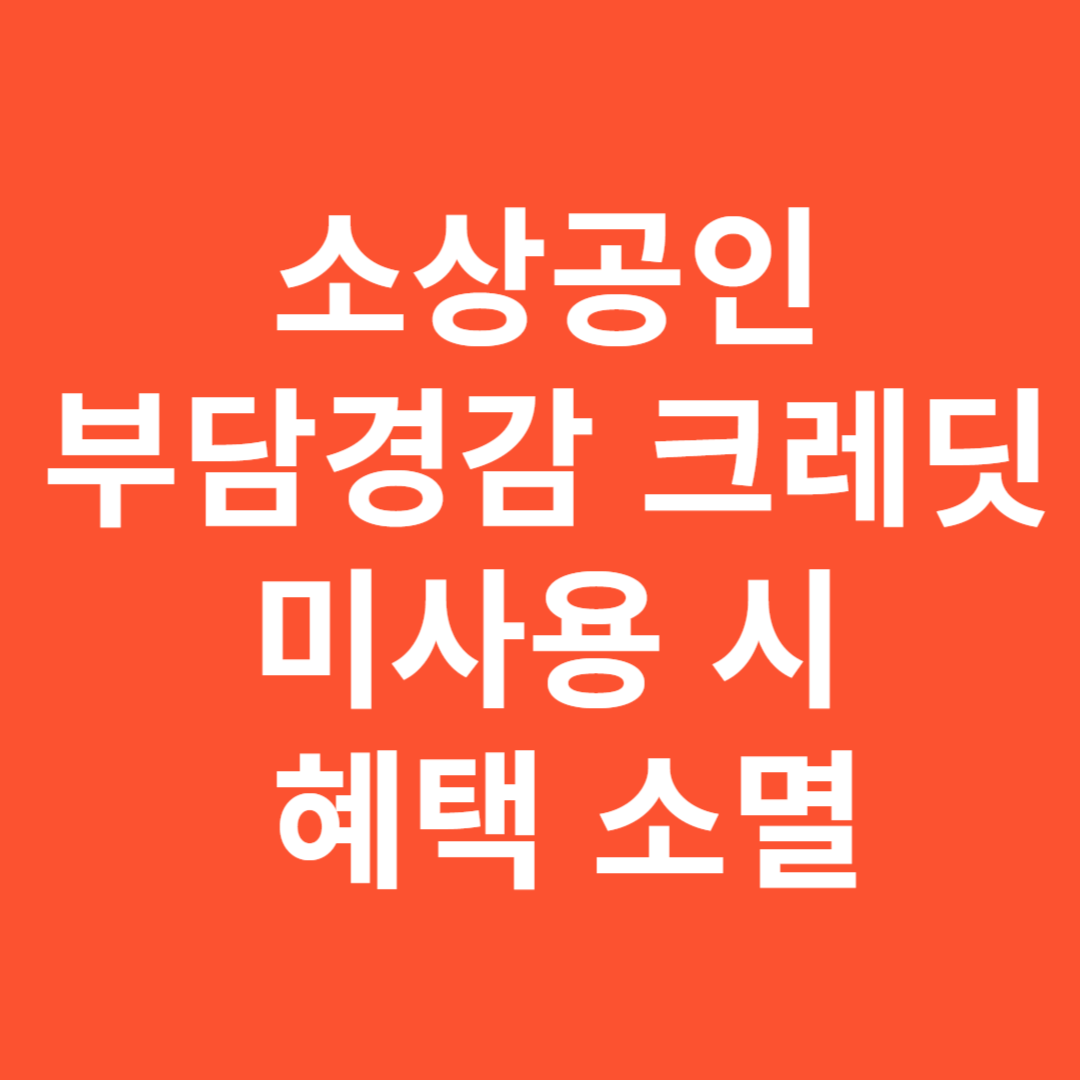 소상공인 부담경감 크레딧, 미사용 시 혜택 소멸