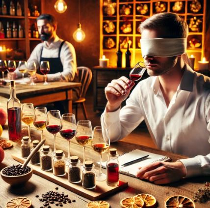 와인 블라인드 테스트를 통해 미각과 후각 훈련을 하는 이미지