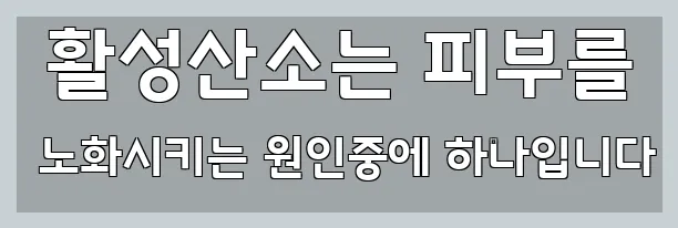  활성산소는 피부를 노화시키는 원인중에 하나입니다