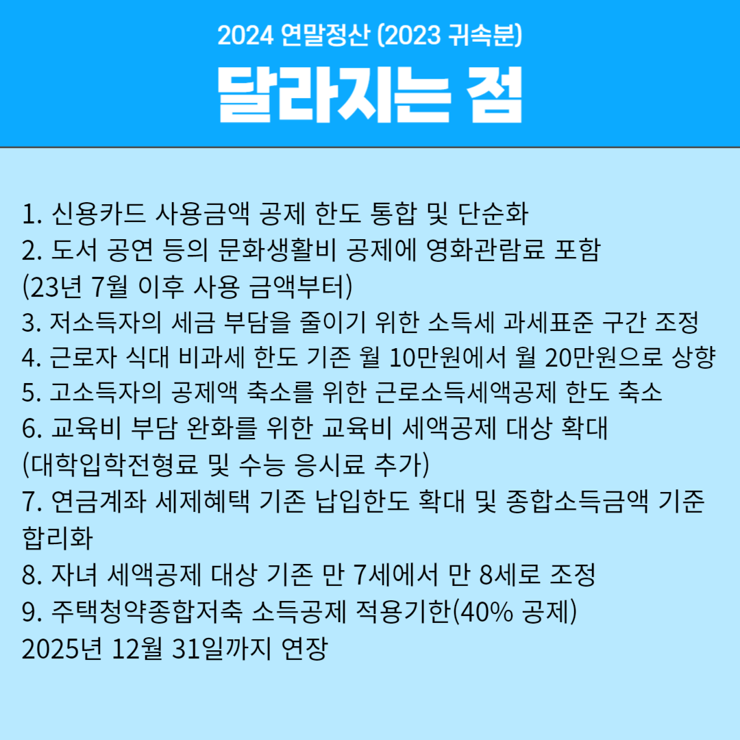 2024 연말정산 달라지는 점