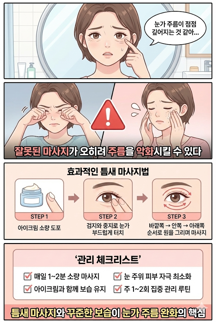 눈가 잔주름 완화 효과적인 틈새 마사지법과 관리 가이드