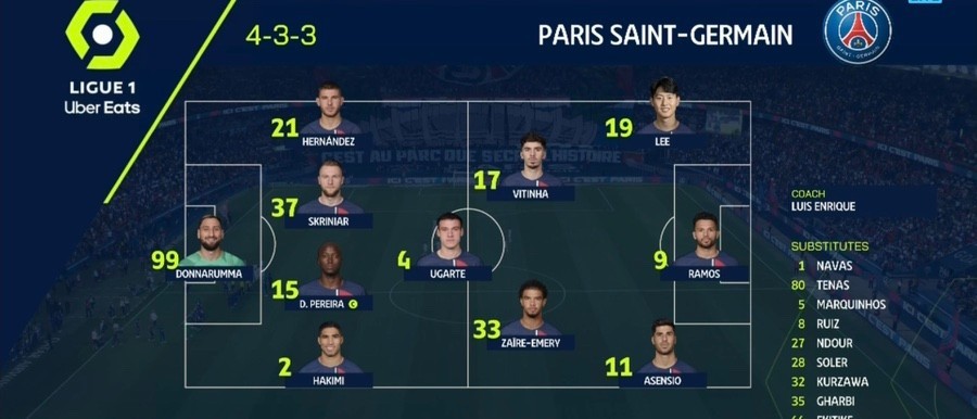 이강인 경기 PSG 포메이션