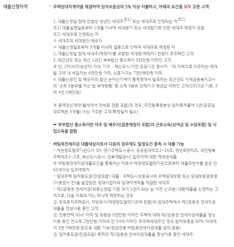 국민은행 버팀목 전세자금대출 자격조건 필요서류