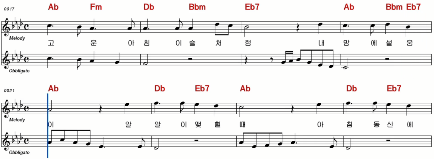 양희은 아침 이슬 악보