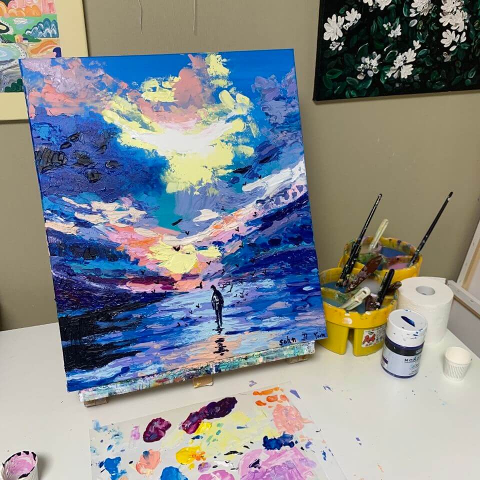 하늘색이 멋진 해변 나이프화 사진 2