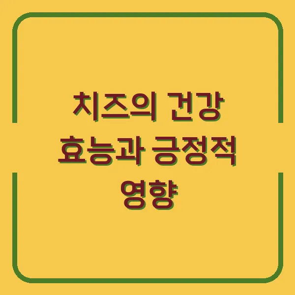 치즈의 건강 효능과 긍정적 영향