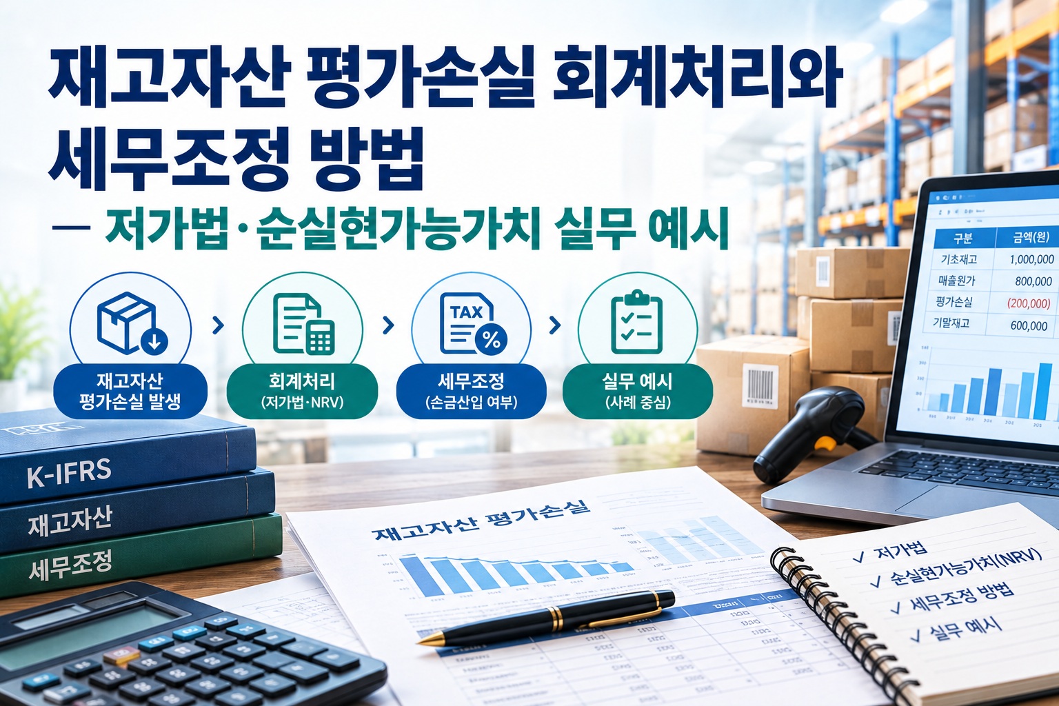 재고자산 평가손실 회계처리와 세무조정 방법 — 저가법·순실현가능가치 실무 예시