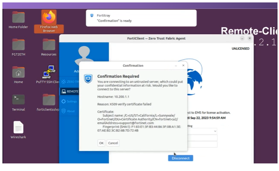 SSL Client를 통한 SSL VPN 연결 테스트
