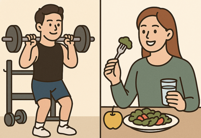 혈당 관리, 운동 vs 식단 관련 이미지