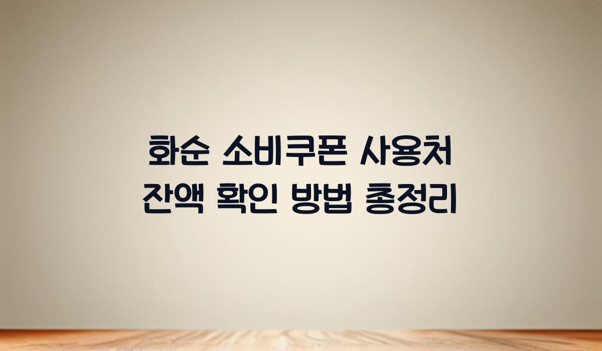 화순 소비쿠폰 사용처 잔액 확인 방법 총정리