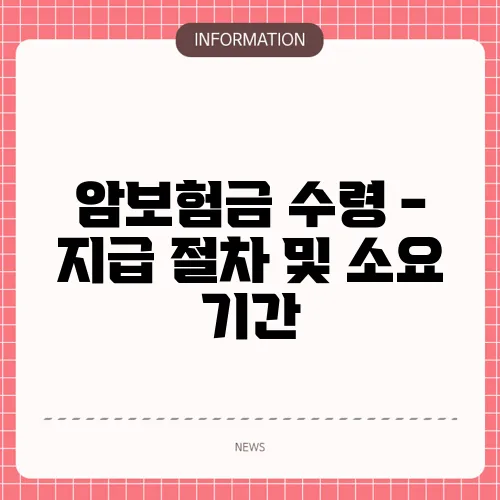 암보험금 수령 - 지급 절차 및 소요 기간
