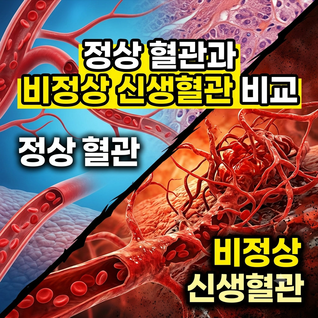 정상 혈관과 비정상 신생혈관 비교
