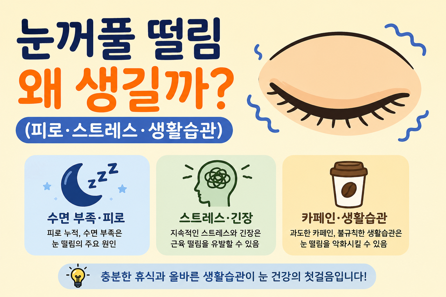 눈꺼풀 떨림 왜 생길까? (피로·스트레스·생활습관) -사진-