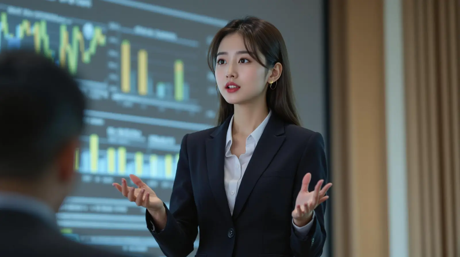 프레젠테이션 하는 여성