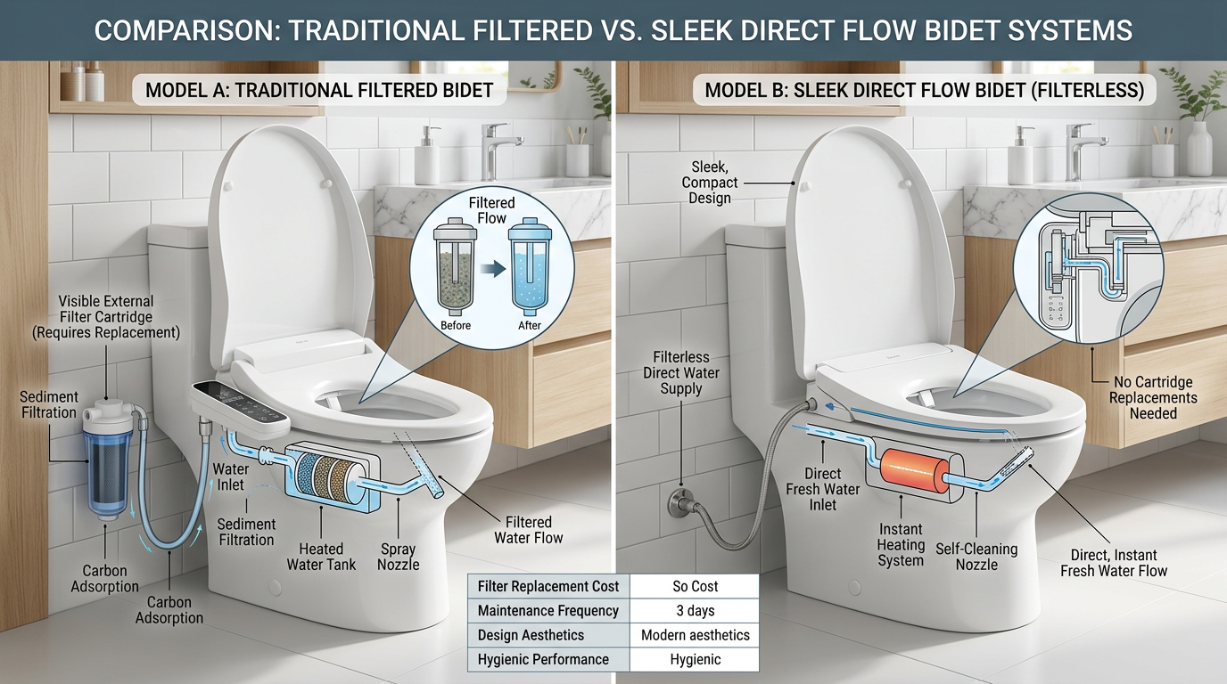 필터없는 비데 추천 직수형 방수비데 구조 비교