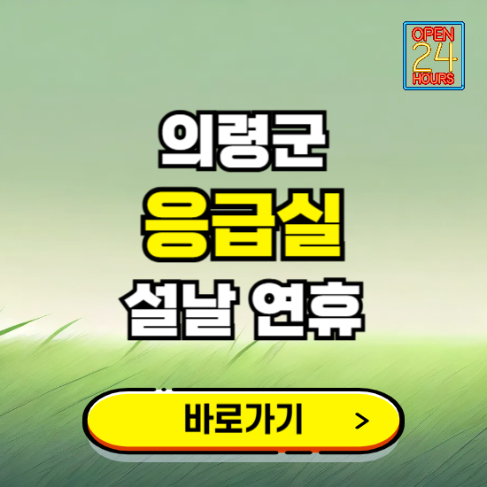 의령군 설날 연휴 비상진료 응급실 병원 찾기 ❘ 내근처 24시 야간 심야 휴일 가능한 곳