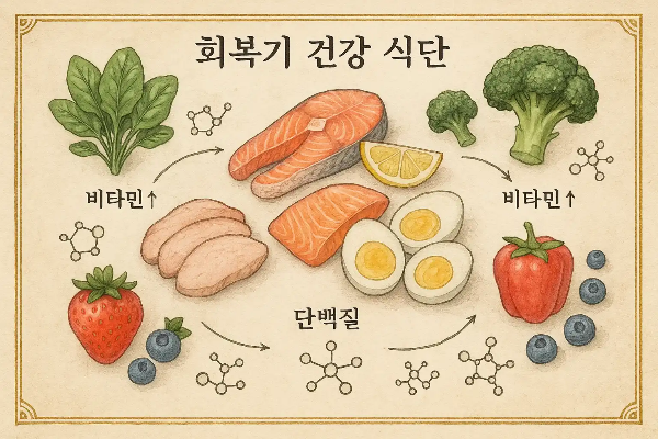 단백질과 비타민이 풍부한 회복기 건강 식단 도표