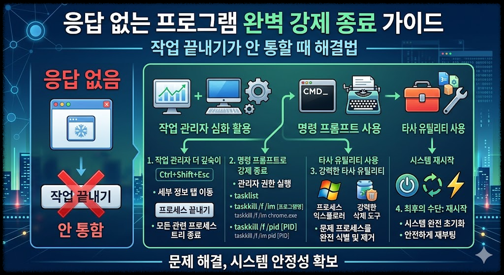 응답 없는 프로그램 완벽 강제 종료 가이드 : 작업 끝내기가 안 통할 때 해결법