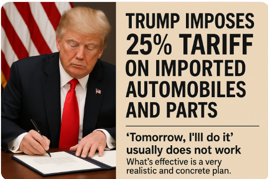 트럼프의 수입 자동차 관세 행정명령과 그 여파